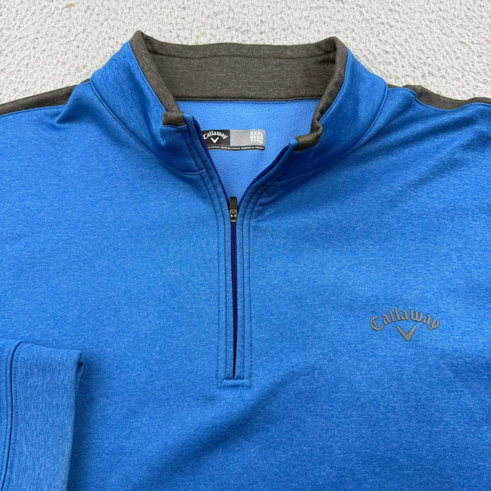 Callaway 1/4 Zip Pullover Mens 3XL XXXL Blue Fleece Lined Golf Sweater